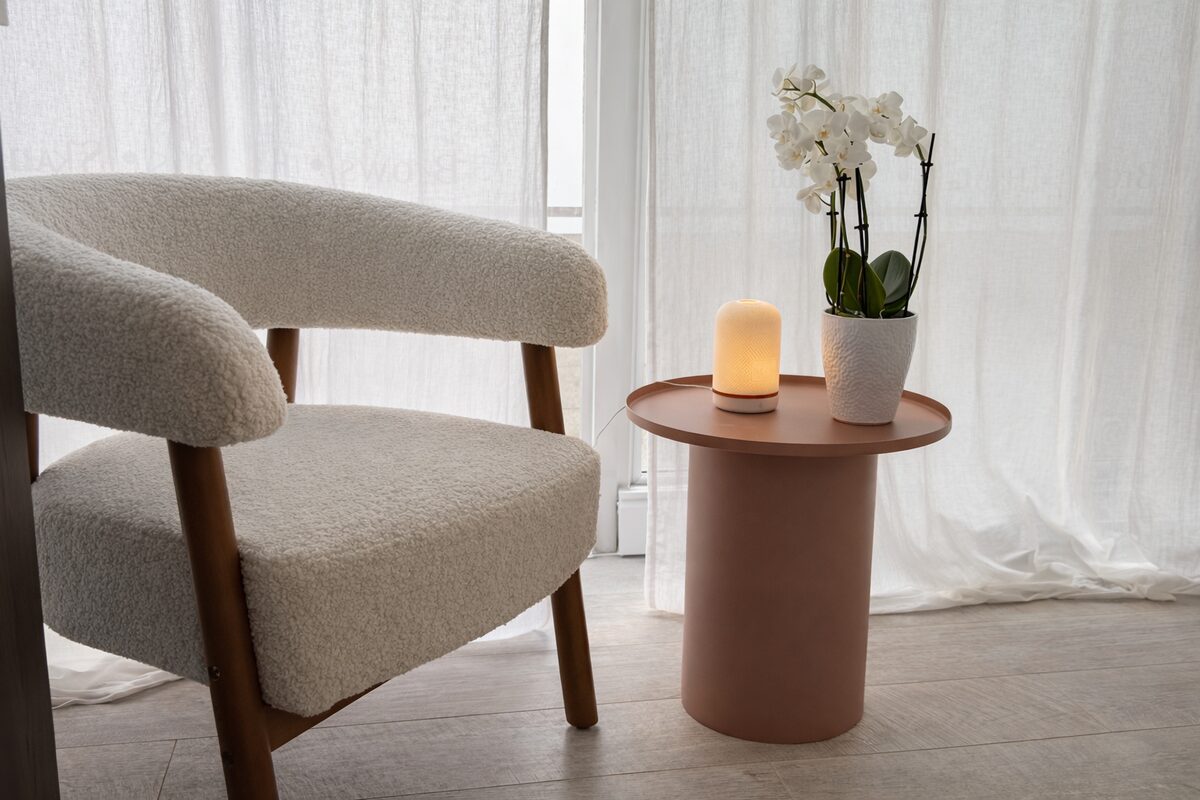 Cosy waiting corner with orchid